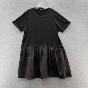 Ruti Dress XL Black Zero Effort Drop Waist T Shirt Swing Midi Casual Pockets